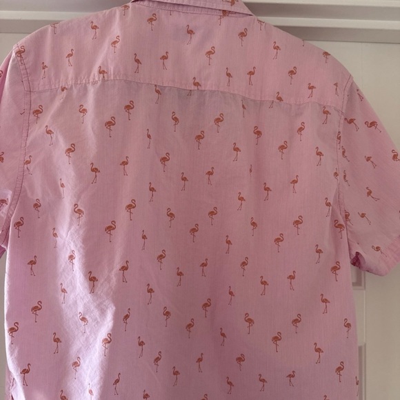 Pink Flamingo men’s size Large button front T-shirt. Size Large Soverign code - Picture 6 of 8